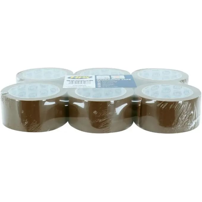 Verpakkingstape flatpack 6 rollen - bruin 50mm x 66m