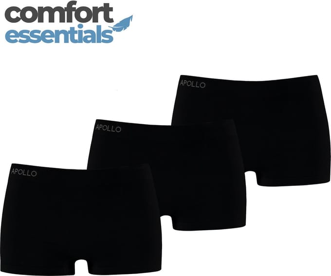 Comfort Essentials - Naadloos Ondergoed Dames - Dames Hipsters - 3 pack - Zwart - M - Dames Ondergoed Boxershort