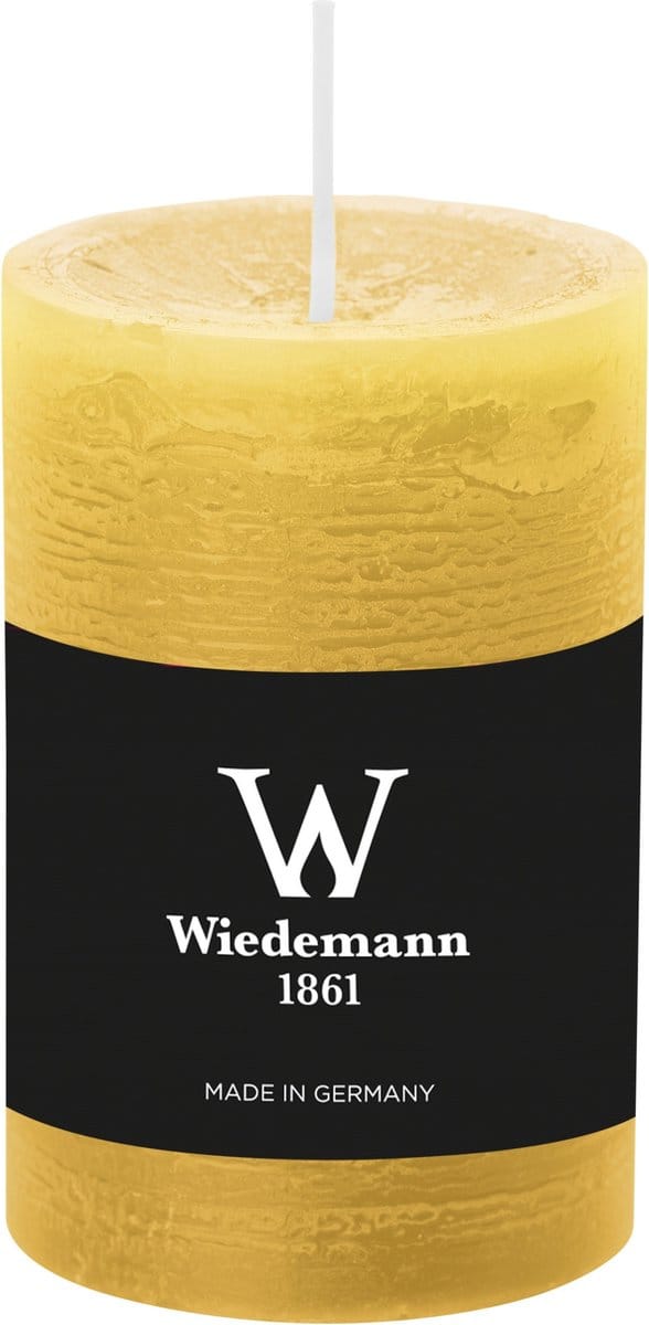 Wiedemann Cilinderkaars/stompkaars - rustieke kaars - okergeel - 6 x 9 cm - 30 branduren