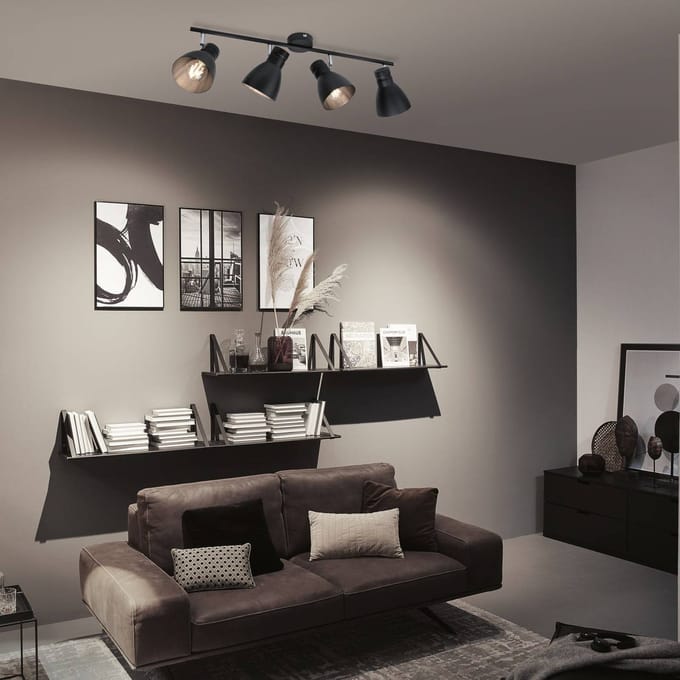Spotlight Davy E27 230V max. 4x20W dimbaar Zwart