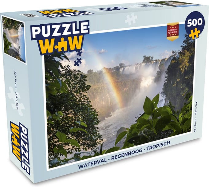 Puzzel Waterval - Regenboog - Tropisch - Legpuzzel - Puzzel 500 stukjes