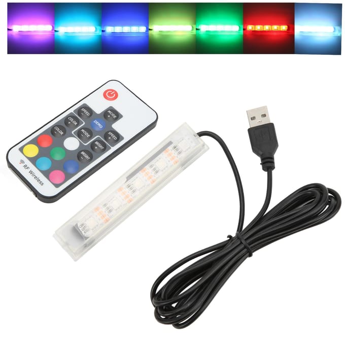 Micro Aquarium Lamp USB Voeding Afstandsbediening Kleurrijke Vissenkom LED Lamp voor Landschap Zwarte Draad black