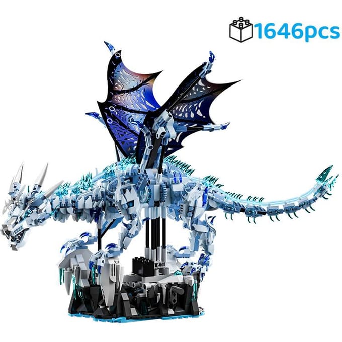 Creatieve Mythische Draak Bouwstenen Set IJsdraak Vliegende Draak 3D Model Kit Doe-het-zelf Assemblage Stenen Kindercadeau no box gray