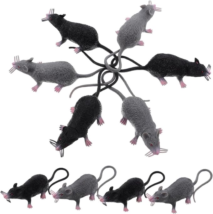Nep Ratten - Plastic Muis Modellen - Halloween Decoratie - Realistisch Ontwerp - 10 Stuks - Diverse Kleuren