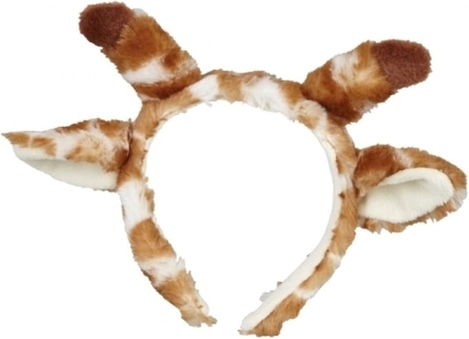 Ravensden Pluche giraffe hoofdband - met oortjes - 15 cm