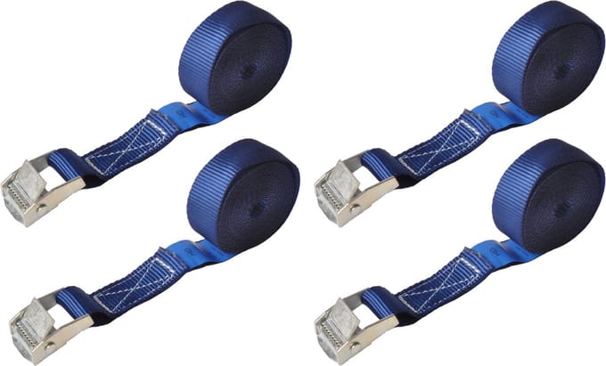 Sjorband blauw 300x2,5 cm (250 kg) - set van 4 stuks