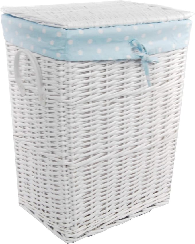 Wasmand Wilg Wit met Uitneembare Katoenen Voering - 32x24x46 cm