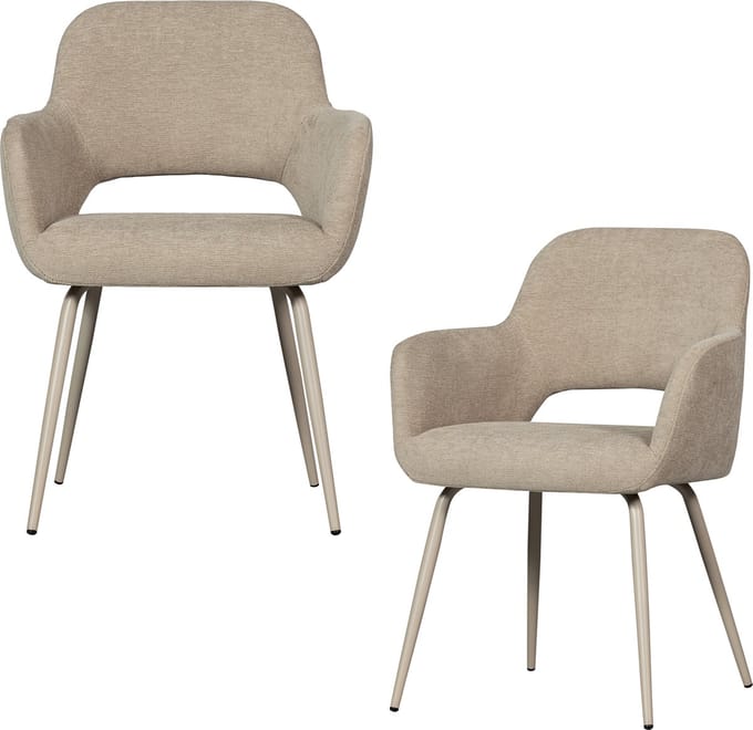 WOOOD Jenny Eetkamerstoelen - Polyester - Naturel - Set van 2