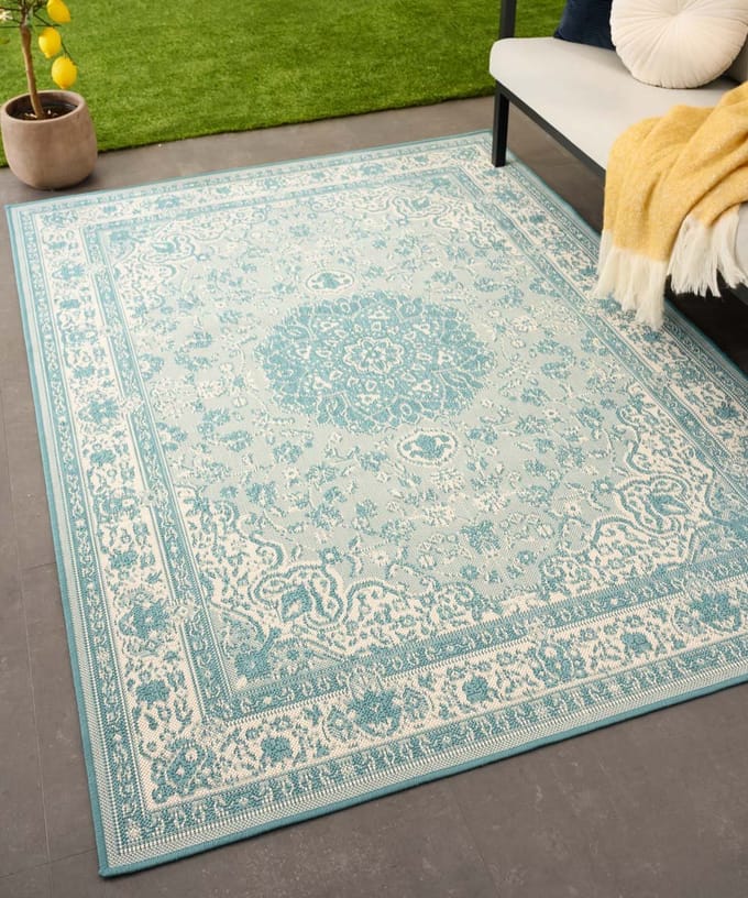 Vintage buitenkleed - Flip Agnes turquoise 160x220