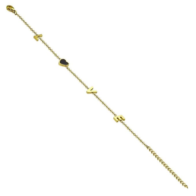 Amanto Armband Eugenie G - 316L Staal - Letter - Hart - 17+5cm