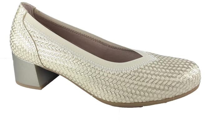 Pitillos 11.130 platinum pump met lage blokhak | Bonne Shoe