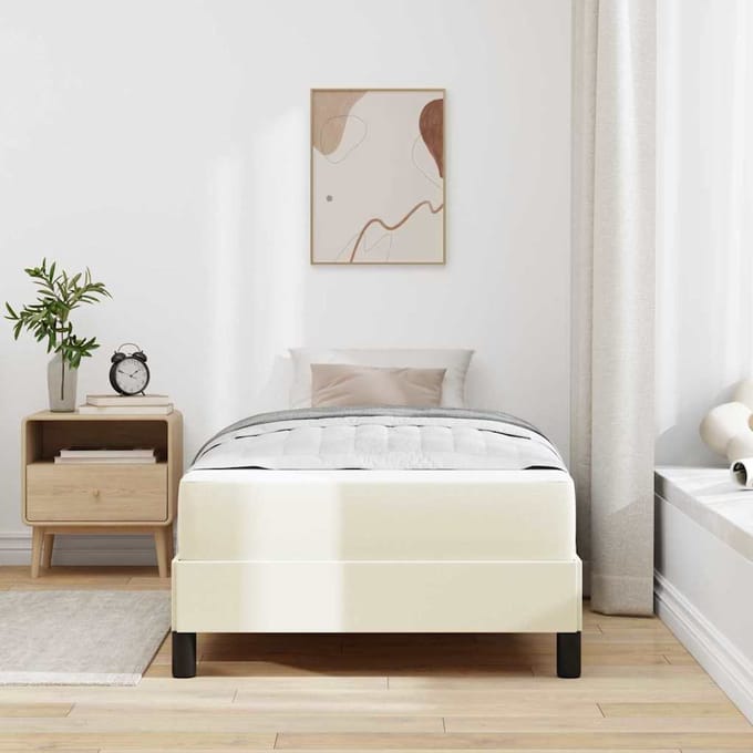 vidaXL - Bedframe - met - matras - Crème - 90 - x - 200 - cm - Stof