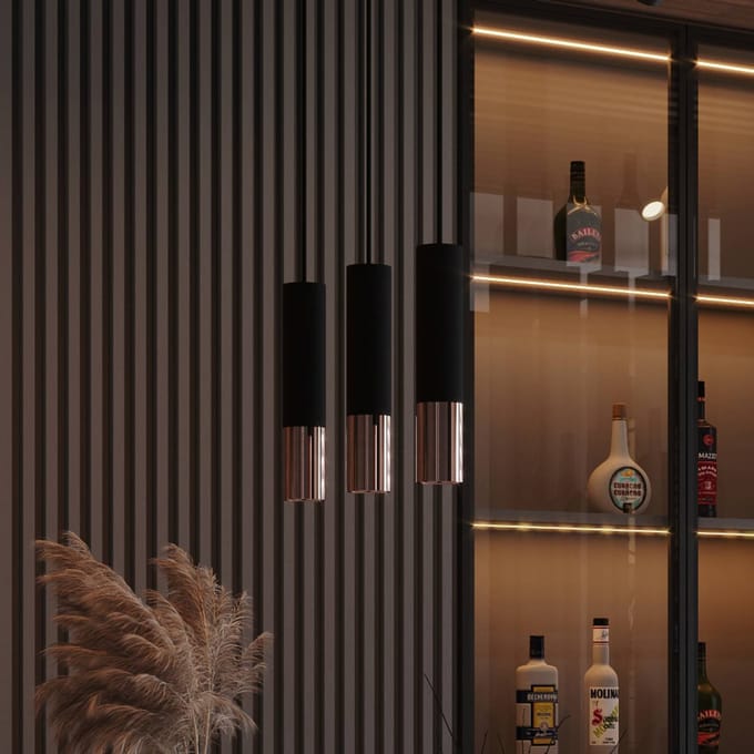 Euluna Thalassa hanglamp 3-lamps GU10 zwart/koper