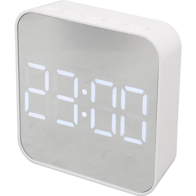 Horloge Numérique LED 2 Réglages d'Alarme Multifonctionnelle Petite Horloge Réveil Électronique avec Température Date blanc