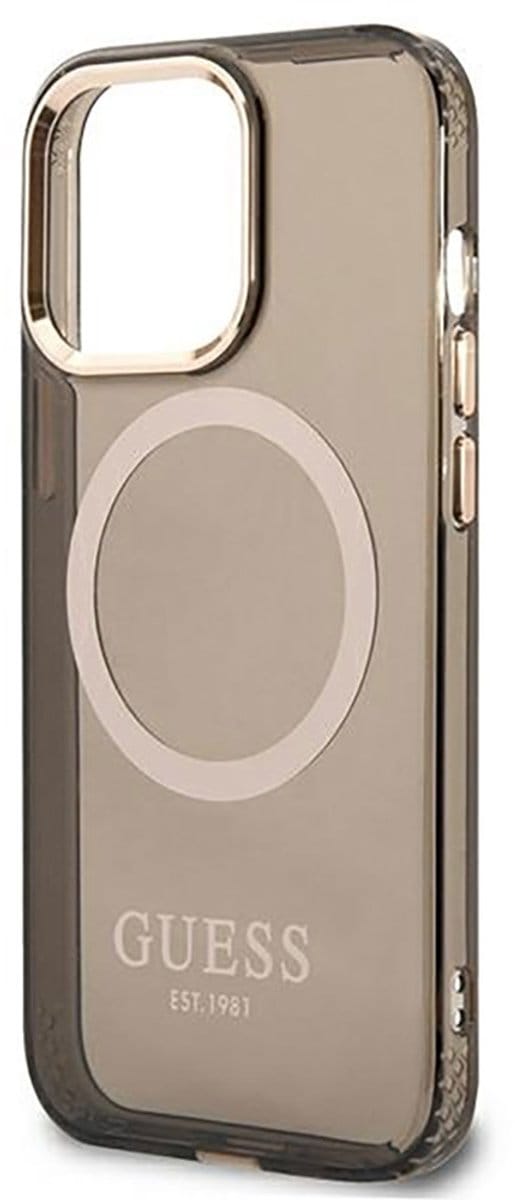 Guess Translucent Back Case (MagSafe Compatible) - Geschikt voor Apple iPhone 13 Pro Max (6.7") - Zwart