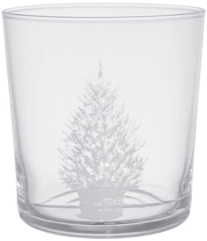 KERST - glas met kerstboom - ZES stuks - waterglas met kerstboom - limonadeglas