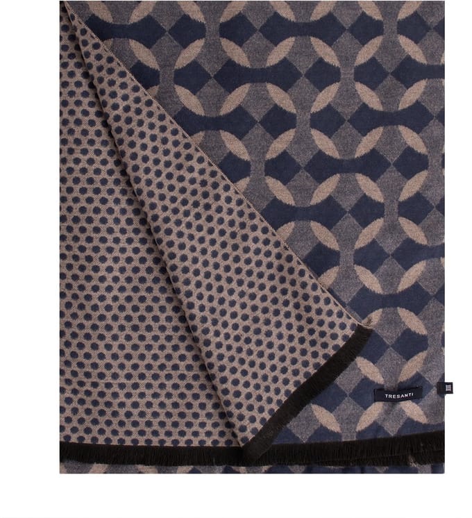 TRESANTI | FELLO | Viscose sjaal rond geruit motief | Navy