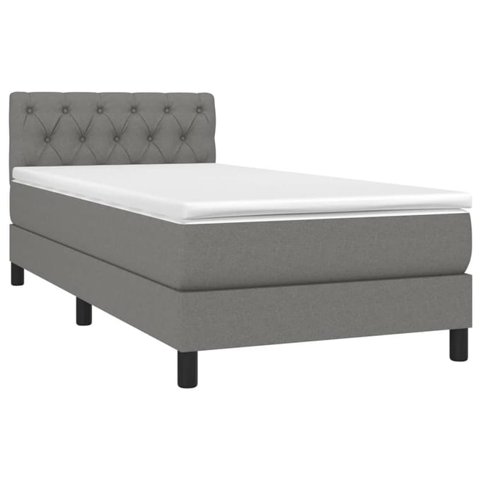 vidaXL - Boxspring - met - matras - en - LED - stof - donkergrijs - 80x200 - cm