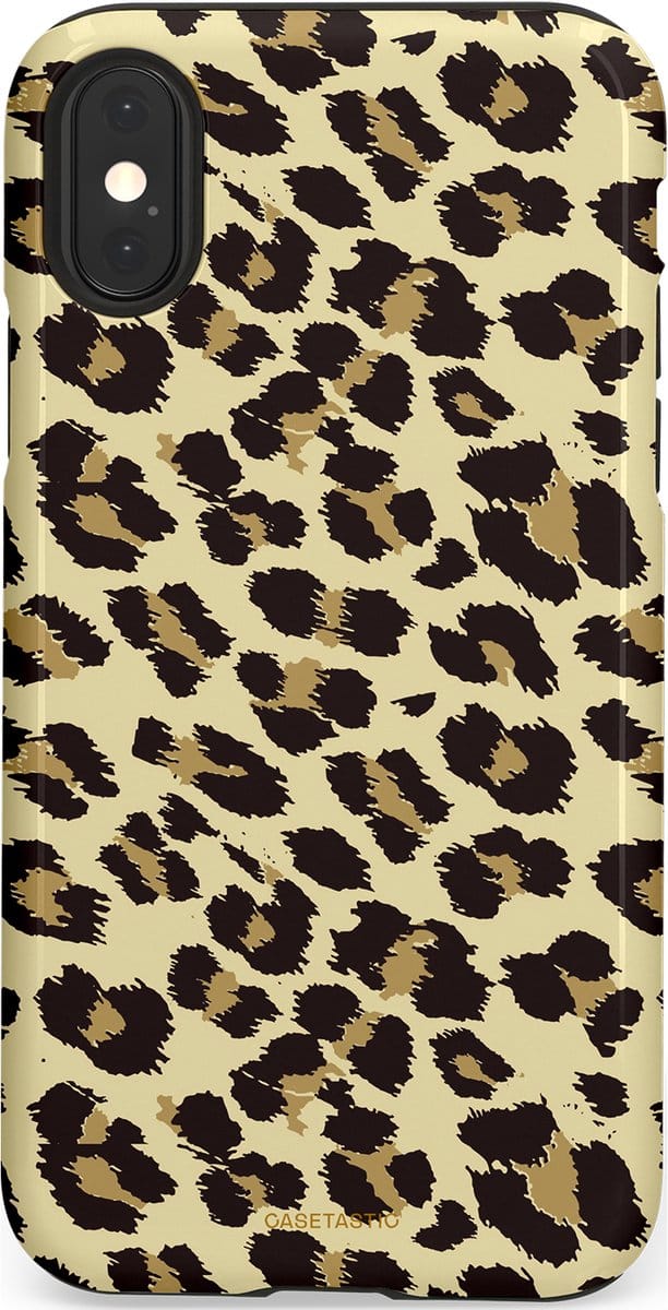 Casetastic hoesje geschikt voor Apple iPhone X / Apple iPhone XS - Dubbellaagse bescherming - Speels - Fashion Case - Beige Zwart