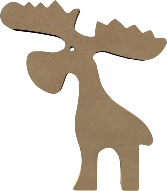 Gomille MDF figuur staande eland knutseldecoratie 22x26 cm hout.