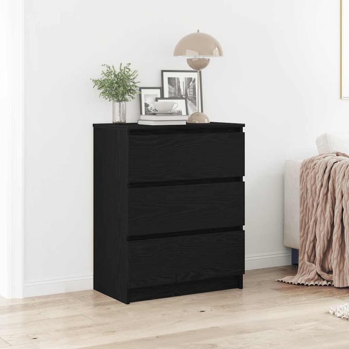 vidaXL - Dressoir - 60x35x76 - cm - bewerkt - hout - zwart - eikenkleurig