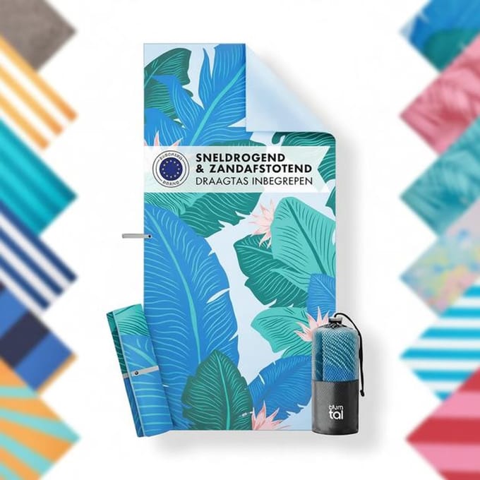 Maison Elara Extra groot strandlaken van microvezel met natuurprint - compact en snel drogend