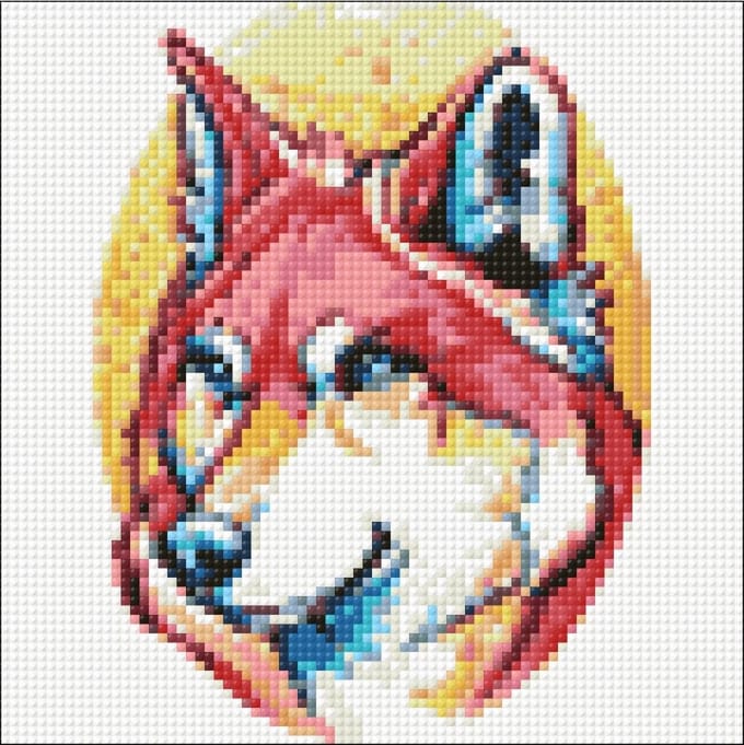 Diamond Painting Colourful Husky - Wizardi