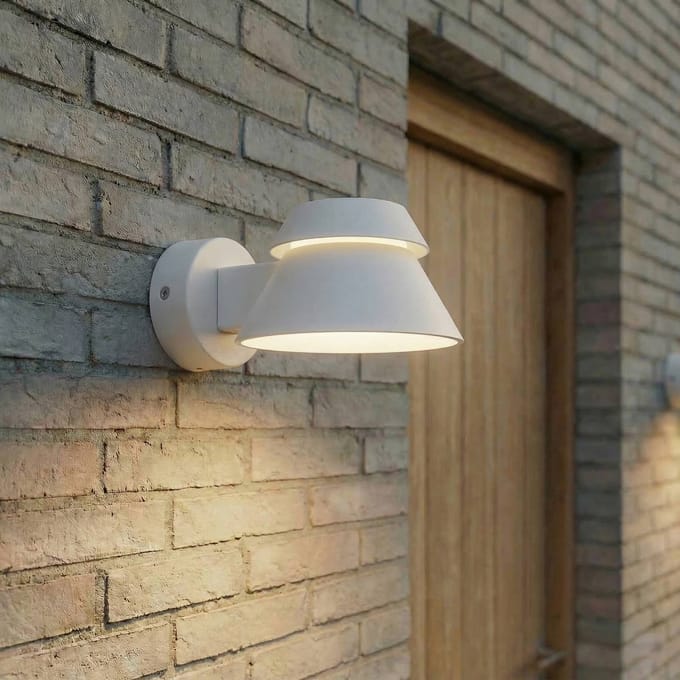 Lucande LED buiten wandlamp Moena, lichtgrijs, metaal, IP44