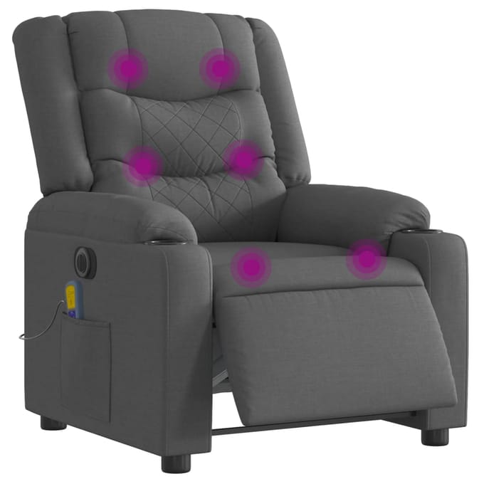 vidaXL - Massagestoel - elektrisch - verstelbaar - stof - donkergrijs