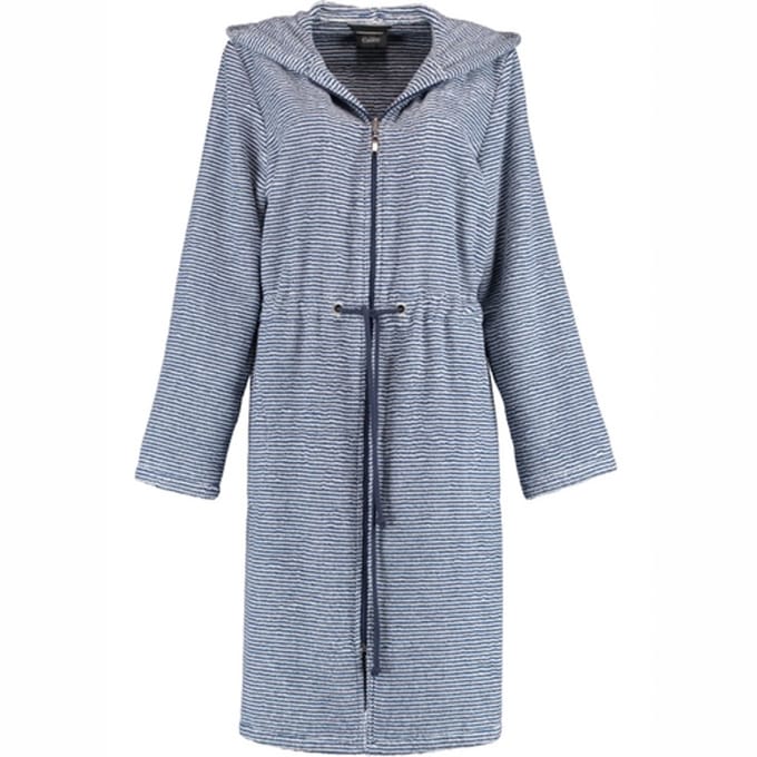 Badjas Cawö 3335 Capuchon & Rits Women Marine Wit-42