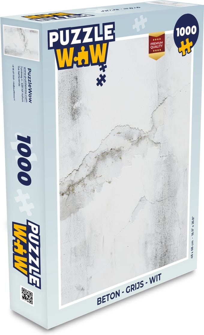 Puzzel Beton - Grijs - Wit - Legpuzzel - Puzzel 1000 stukjes volwassenen