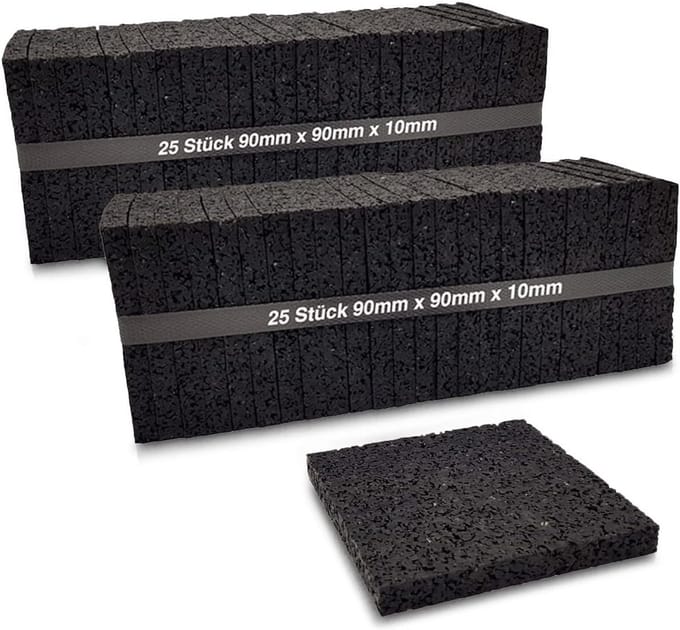 Waterbestendige Rubberen Onderlegpads voor Terrasconstructies 90x90 mm