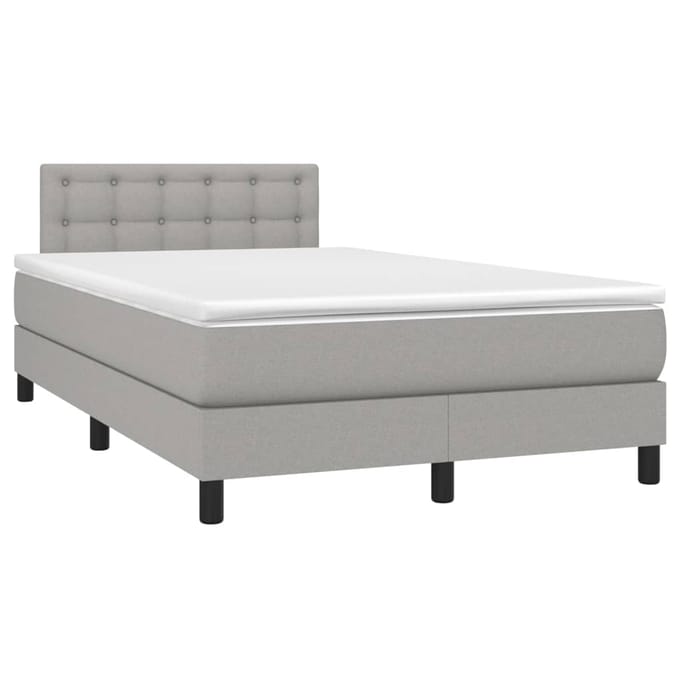 vidaXL - Boxspring - met - matras - en - LED - stof - lichtgrijs - 120x200 - cm