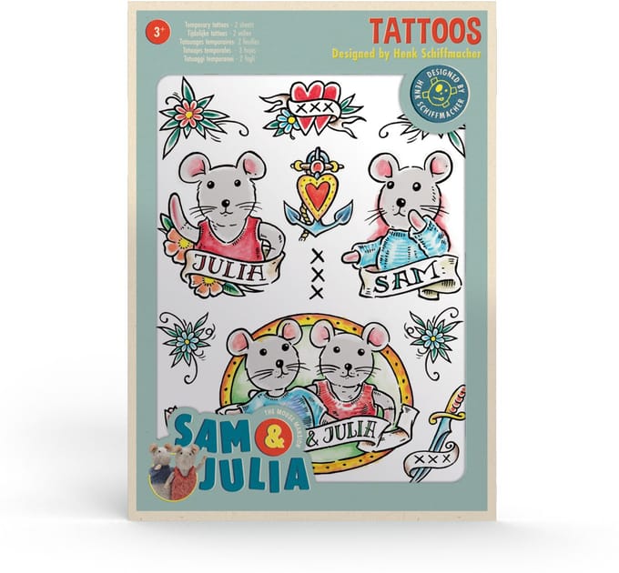 SAM AND JULIA Muizenhuis - Tattoo Stickers - 24 Tattoos - 3 Jaar