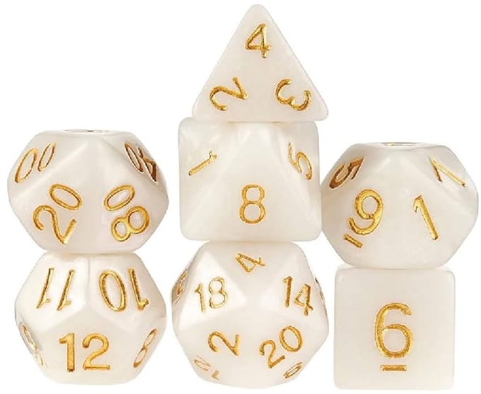 Lapi Toys - Polydice - Dnd dice set - Incl. dice bag - Acryl - Wit