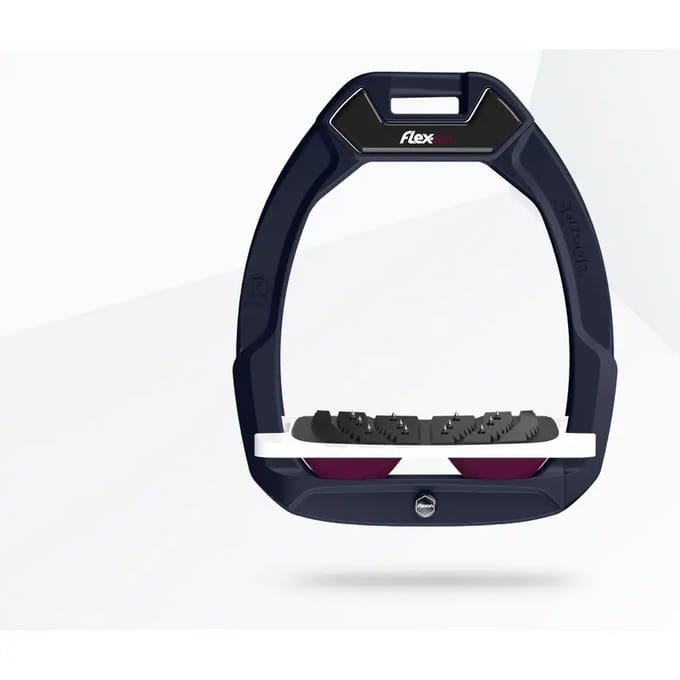 Veiligheidsstijgbeugels Paardrijden Hellend Ultra Grip Blauw/Wit/Pruim Flex-On Safe-On