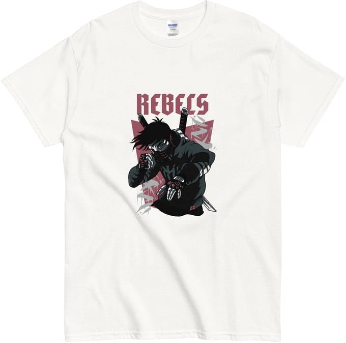 Anime Rebels T Shirt Dames Heren - Katoen - Wit - S