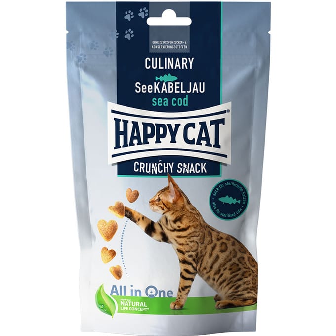 2x70g Happy Cat Culinary Crunchy Snack Kabeljauw Kattensnack