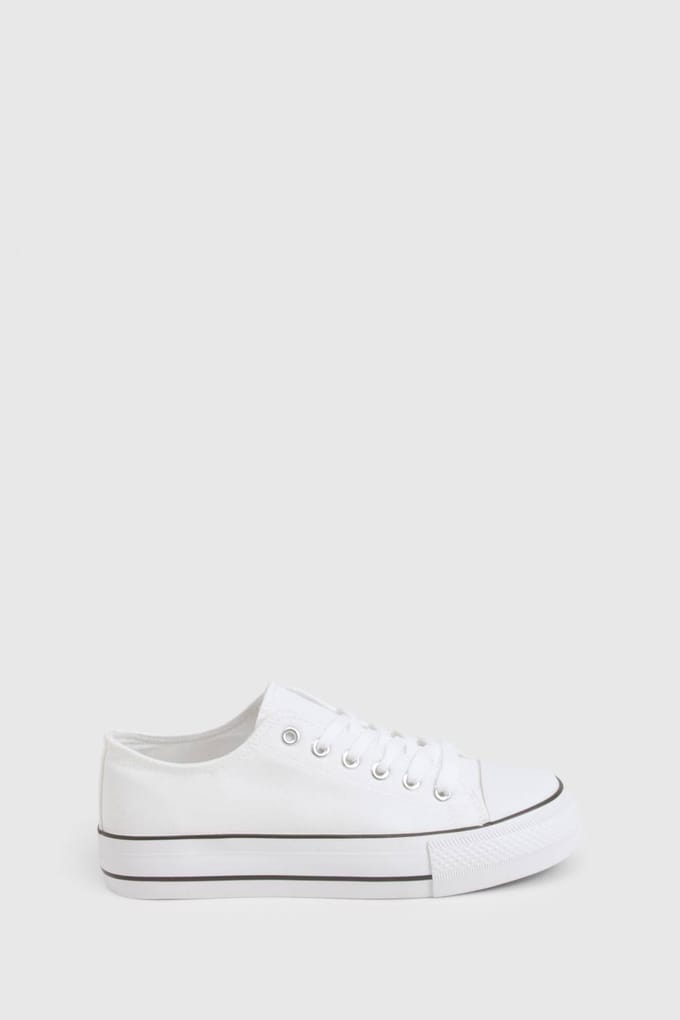 boohoo Dames Low Top Platform Veterschoenen | Wit | Maat: 37