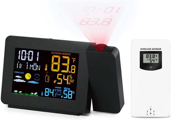 Digitale Wekker met Plafondprojectie, Weerstation en Buitensensor