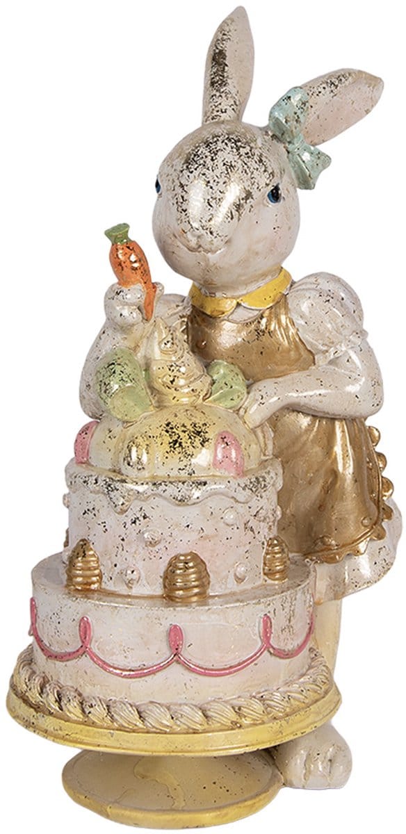 Clayre & Eef Decoratie Beeld Konijn 20x15x36 cm Wit Kunststof