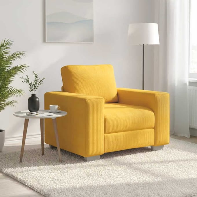 vidaXL - Sofastoel - Lichtgeel - 100x77x82 - cm - Corduroy - Stof