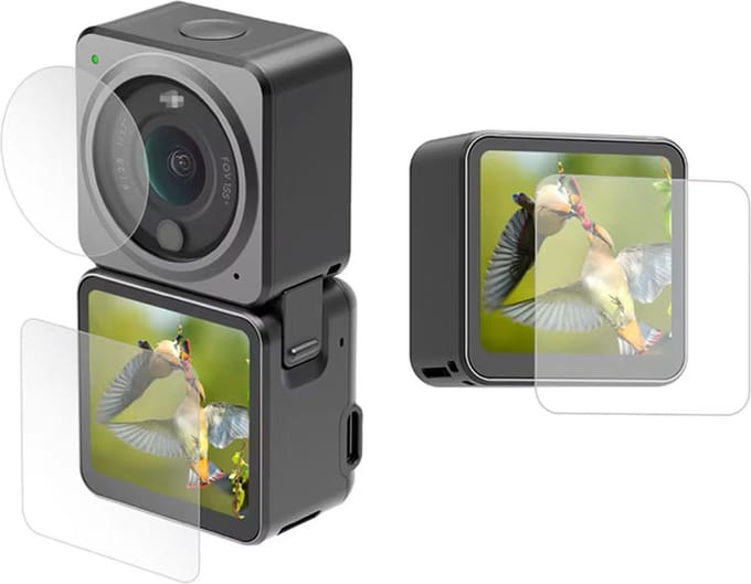 Screenprotector geschikt voor DJI Action 2 - Tempered Glass Screenprotector – 2x LCD & 1x Lens – Bescherming geschikt voor DJI Action 2 LCD & Lens – 9H Gehard Glas – Complete Set – TechDefend