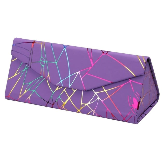 Fako Bijoux® - Brillenkoker - Opvouwbaar - Driehoek - 16x7x6.5cm - Spider - Paars