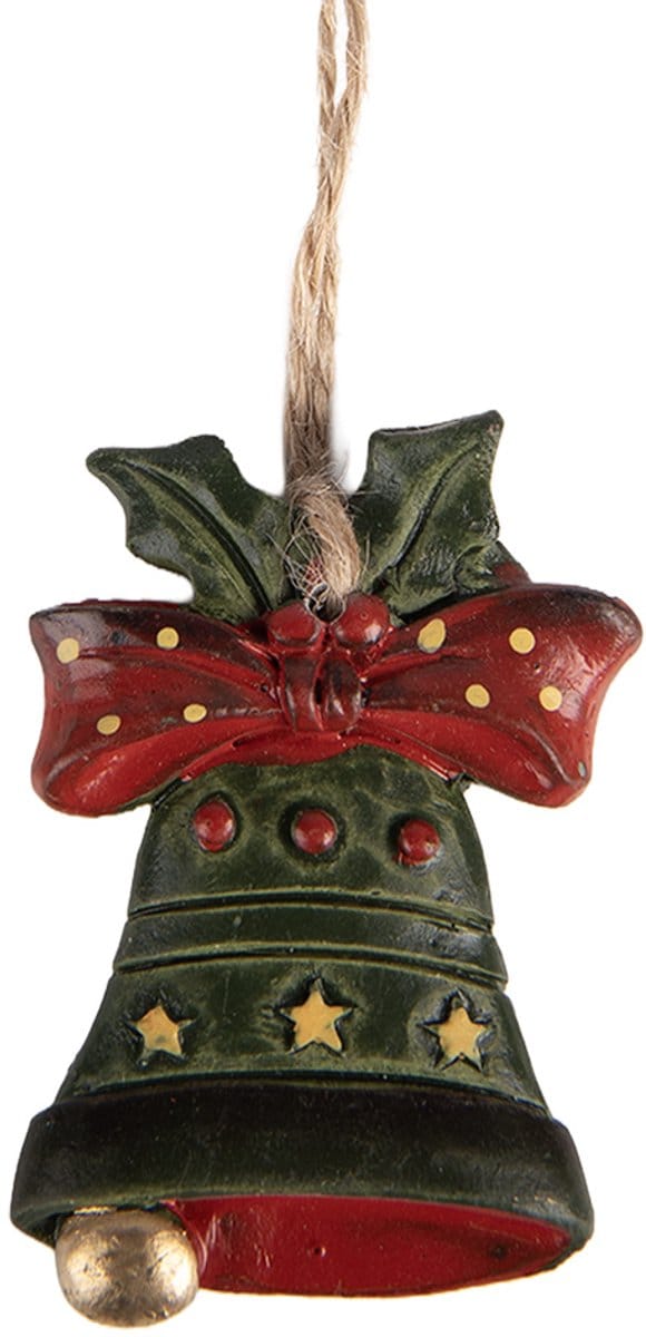 Clayre & Eef Kersthanger Bel 4x1x5 cm Groen Kunststof