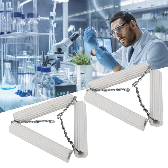 5 stuks 65 mm Laboratorium Klei Driehoekige Kroeshouder Keramische Pijpen en IJzerdraad white