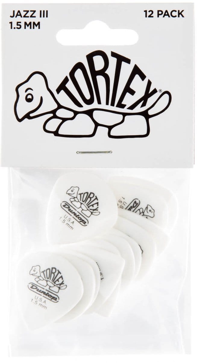 Jim Dunlop Tortex - Plectrums - Pitch Black Jazz III - 1,50 mm - Player's Pack 12 Stuks