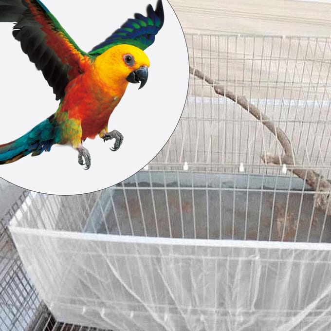 Accessoire Cage à Oiseaux Lavable en Machine Housse en Tissu Filet Aéré Pare-Graines (blanc)Petit S white