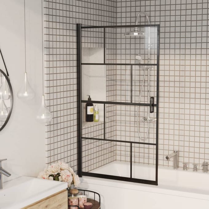 vidaXL - Douchewand - 80x140 - cm - ESG - zwart