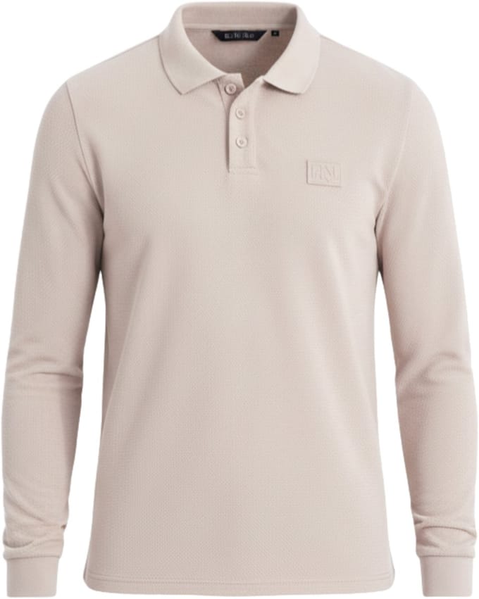 OMBRE Polo - Regular Fit - Lange Mouw - Knopen Asgrijs L